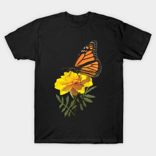 Marigolds - Monarch Butterfly on Marigold T-Shirt